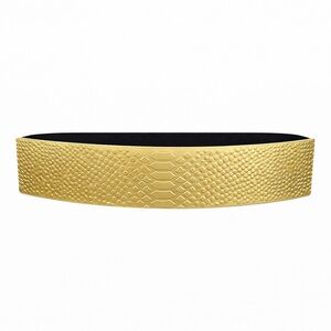 Belgo Lux Gold Rectangle Statement Belt Lizard Embossed Stretch Chic Size M/L